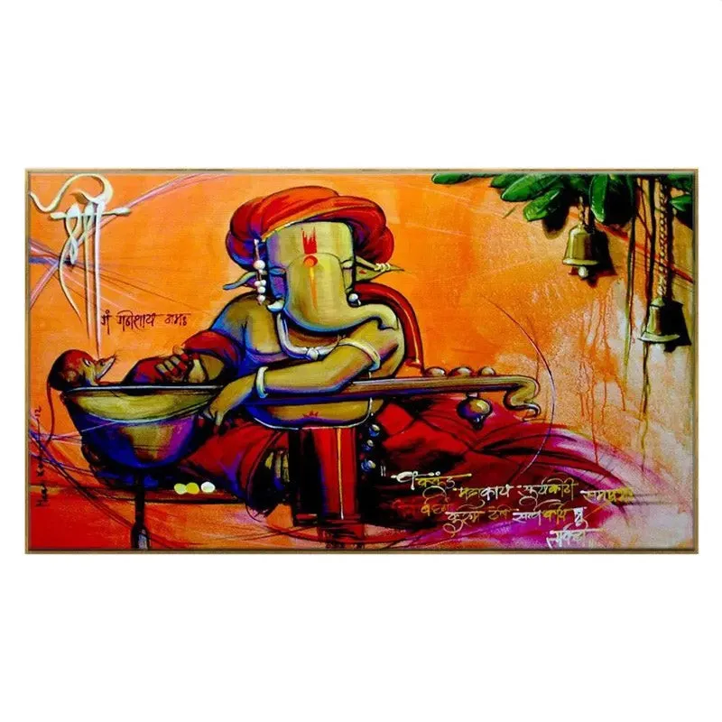 Ganesha Veena Canvas Wall Painting media 3