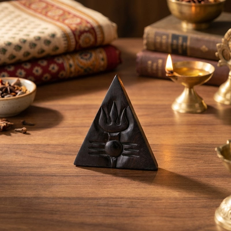 Lord Shiva's Divine Trisul Ebony Wood Idol