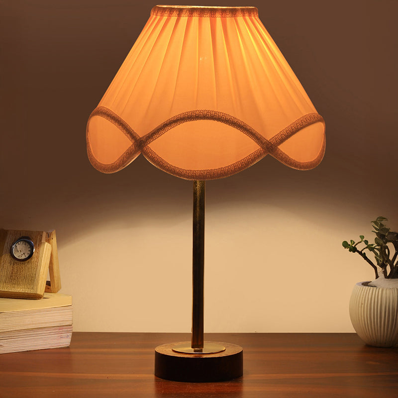 Valencia Rodin Wooden Table Lamp - OffWhite,Gold,Brown