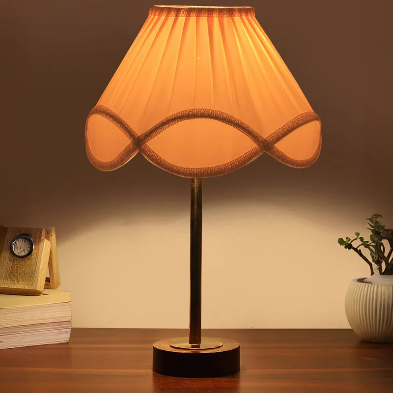 Valencia Rodin Wooden Table Lamp - OffWhite,Gold,Brown media 1
