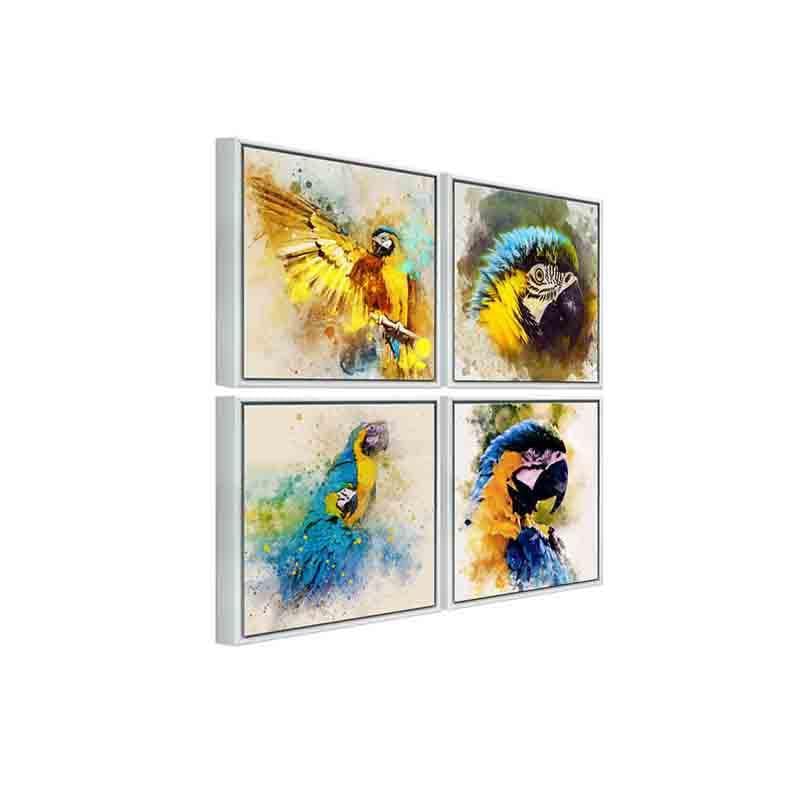 Parrots Poly Canvas Wall Art - Set of Four media 5
