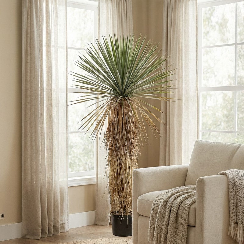 Sylvo Artificial Yucca Thompsonia Plant With Black Plastic Pot - 5.2 ft media 4