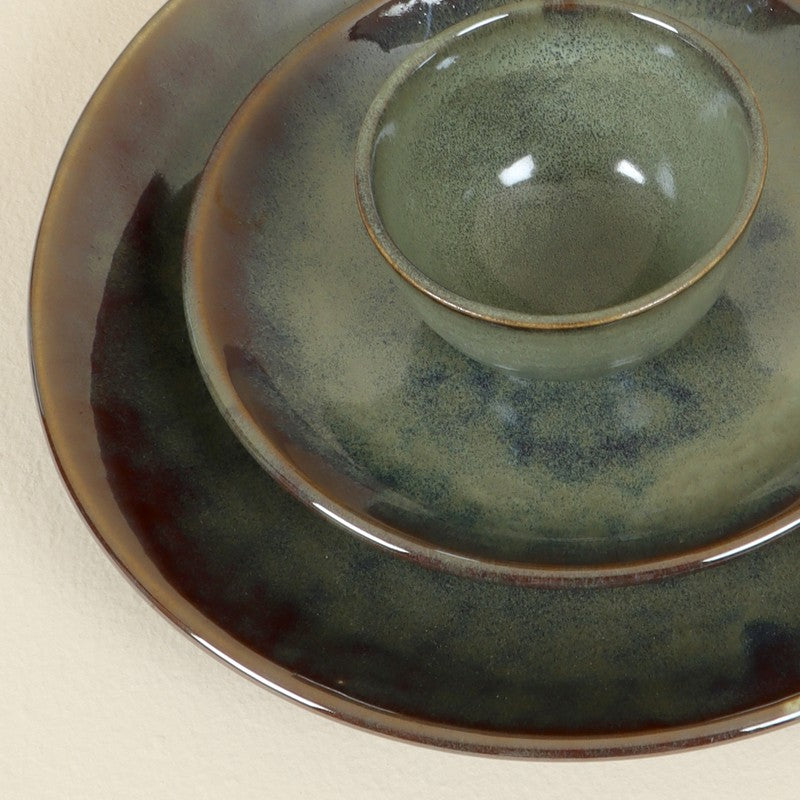 Regal Feast Ceramic Dinner Set (Olive Green) - 14 Piece Set media 7