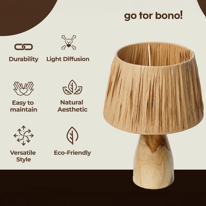 RaffLit Rattan Mango Wood Table Lamp - Beige media 5