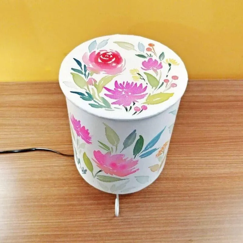 Baro Pastel Bloom Cylo Handpainted Fabric Table Lamp - Multicolor media 5