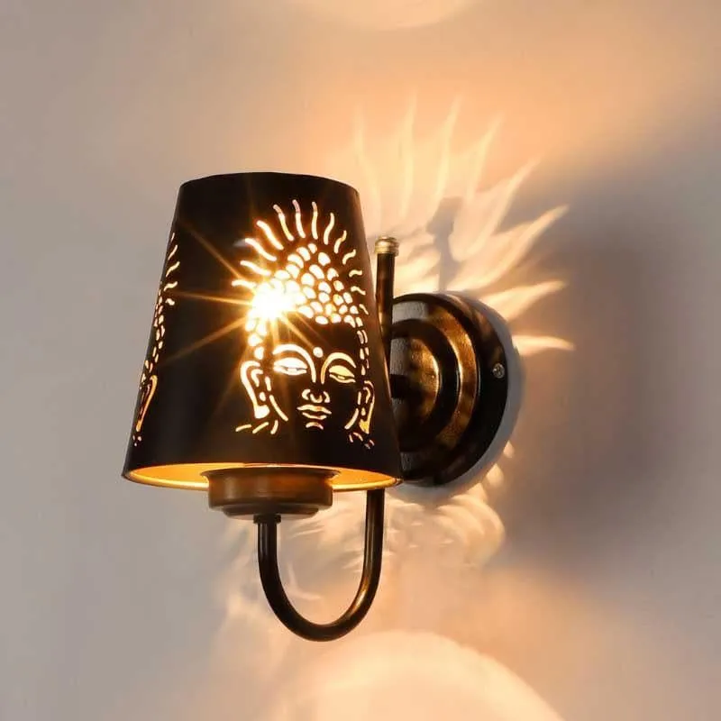 Moksh Etched Metal Black Wall Lamp media 3