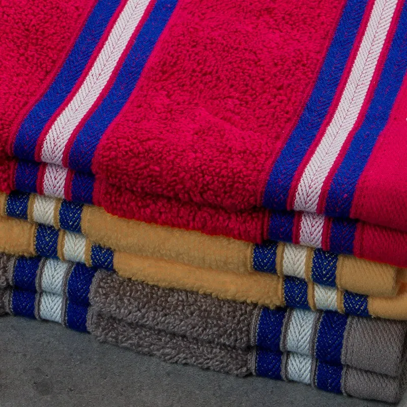 Nautica Dove Dual Down Cotton Hand Towel (Brown,Red & Grey) - Set Of Six media 5