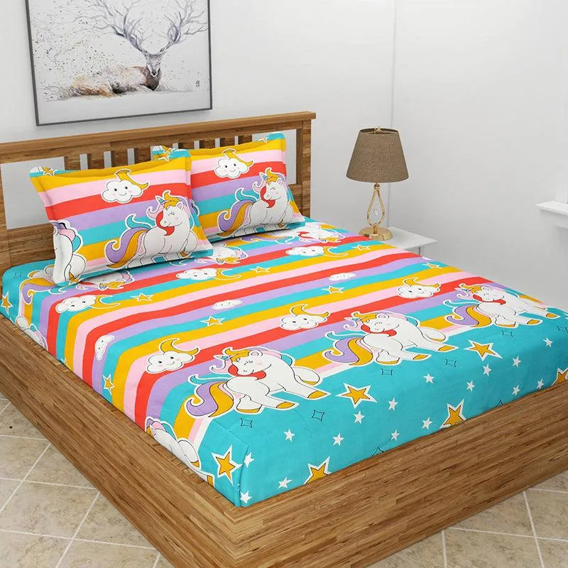 Unicorn Dreams Kids Microfiber Bedsheet - 150 GSM media 1