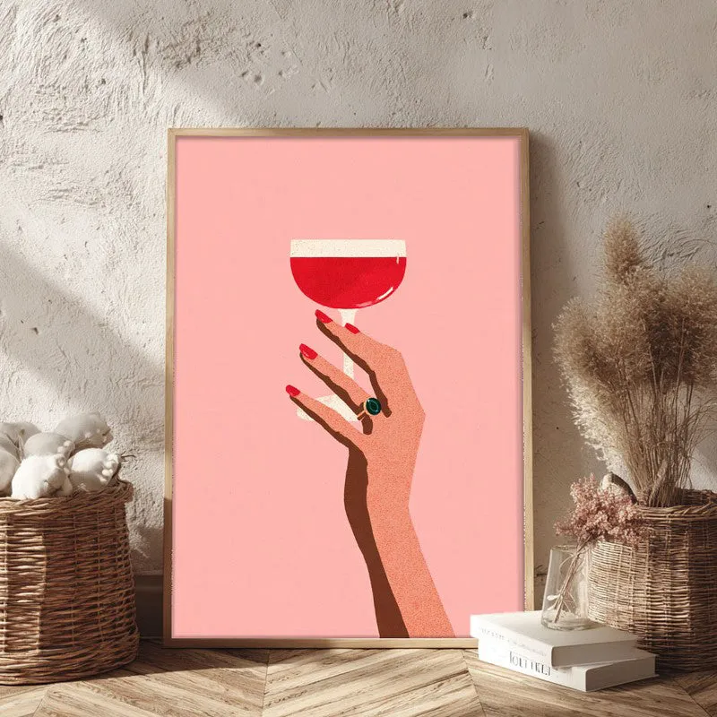 Cocktail Canvas Wall Painting - Brown Frame media 3