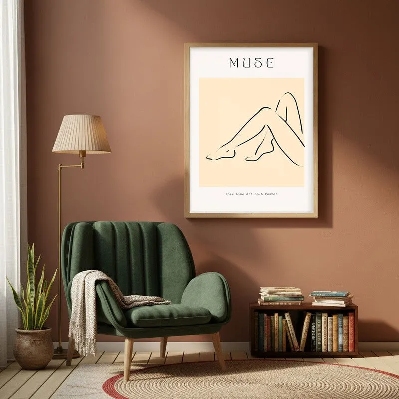 Calm Contour Canvas Wall Painting With Brown Frame media 1