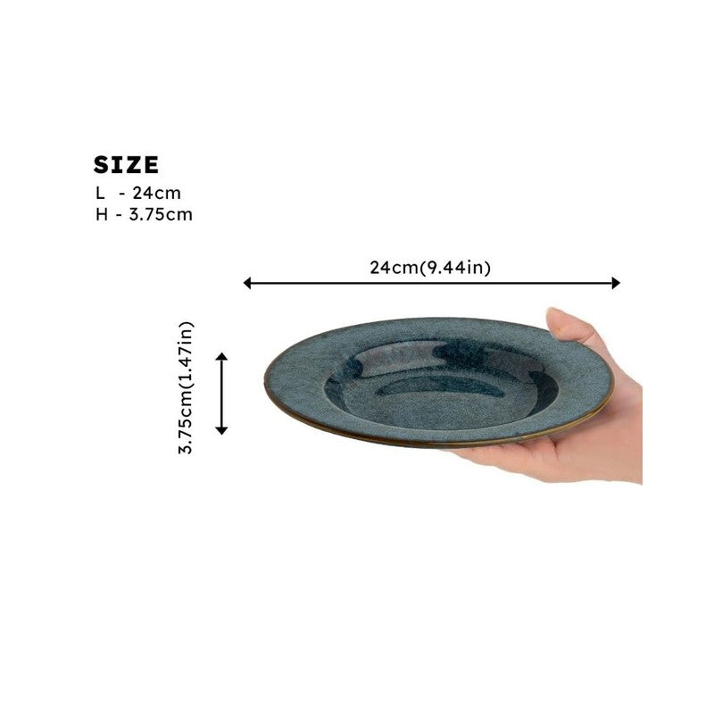 Azure Stone Ceramic Pasta Plate (Blue) - Set Of Two media 8
