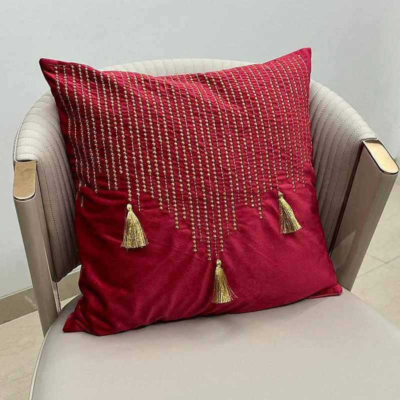 Needlecraft Embroidered Cotton Cushion Cover - Red media 4