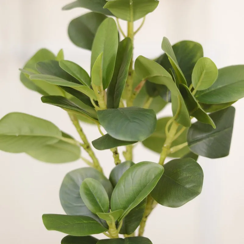Artificial White Quercus Leaf Small Plant With Black Fiber Pot - 1 Feet media 6