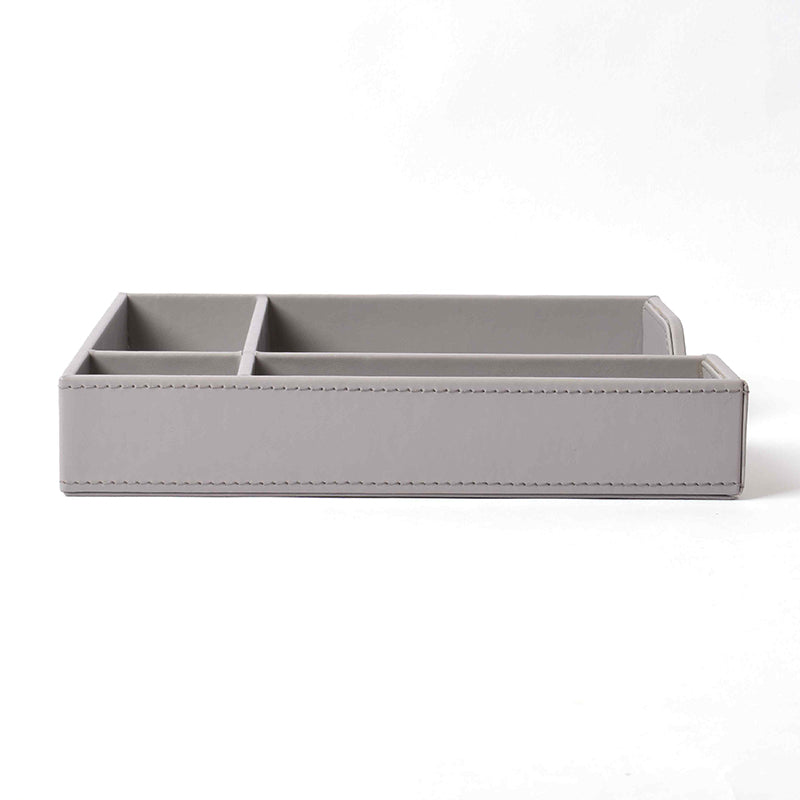 Veltrix Cube Faux Leather Desk Organiser - Grey media 5