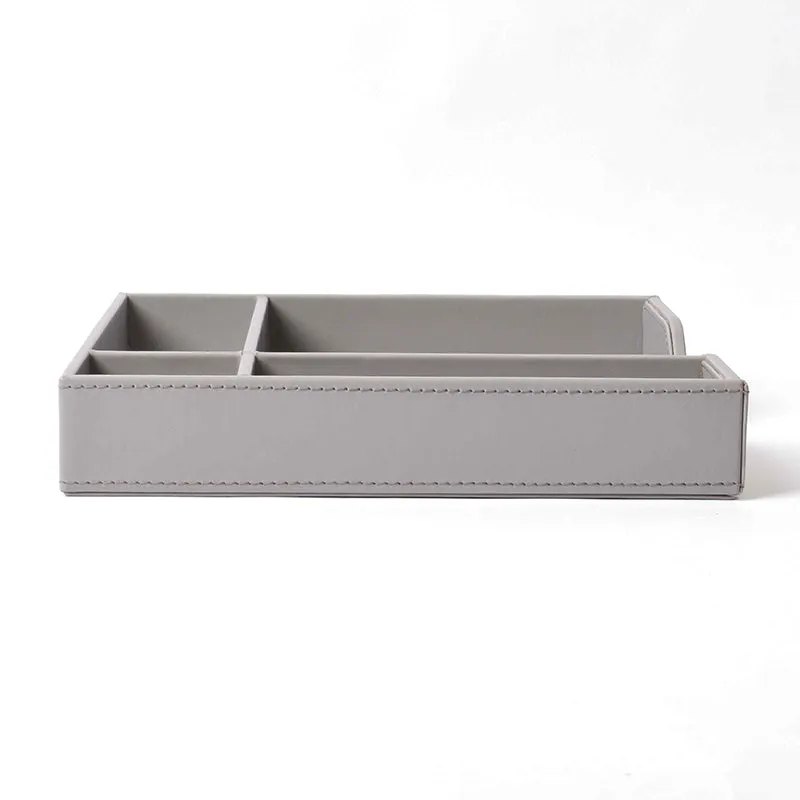 Veltrix Cube Faux Leather Desk Organiser - Grey media 5