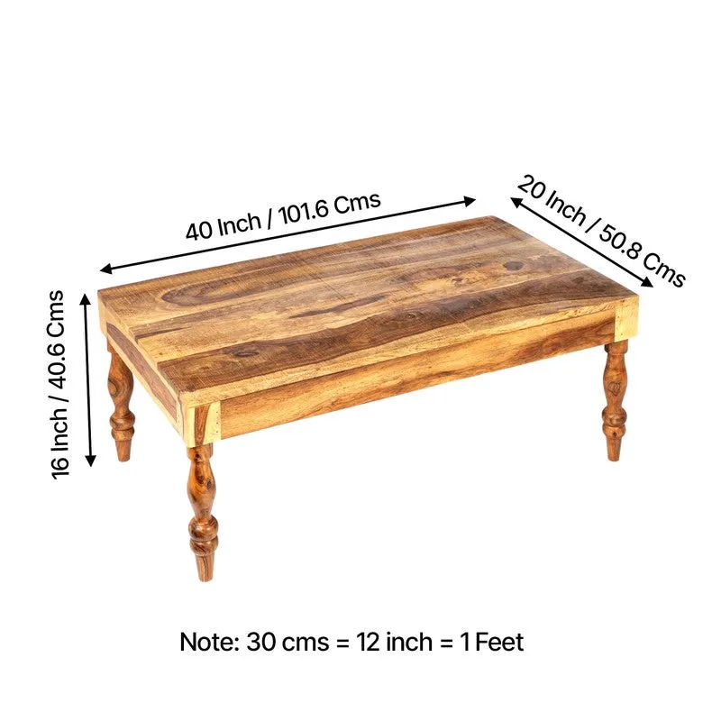 Zynex Sheesham Wooden Center Table - Brown,Beige media 9