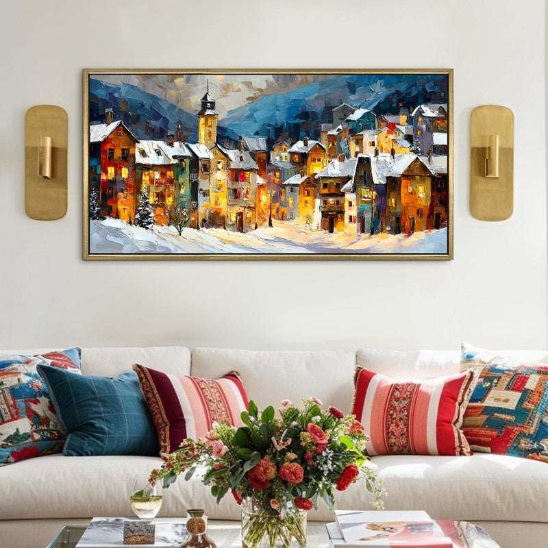 Amber Dusk Canvas Wall Painting With Frame
