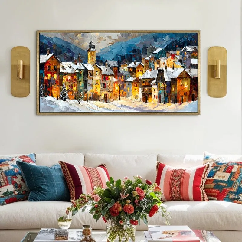 Amber Dusk Canvas Wall Painting With Frame media 1