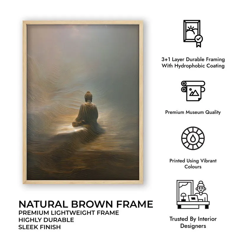 Buddha In Tranquil Harmony I Archival Paper Wall Painting With Brown Frame media 9