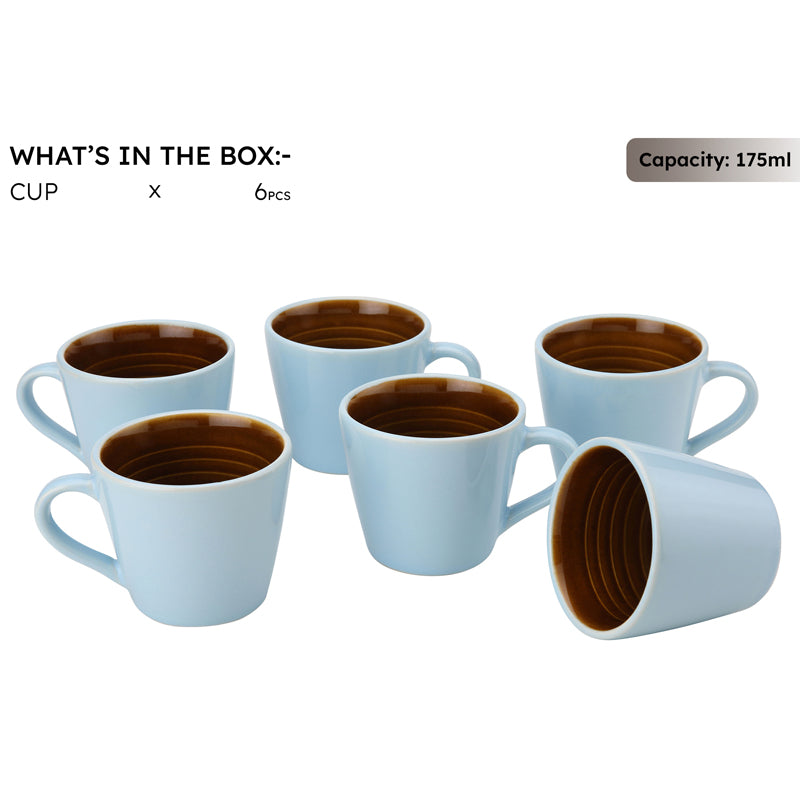 Karvaa Ceramic Tea Cup (175 mL Each)/Arctic Blue)-  Set of Six media 4