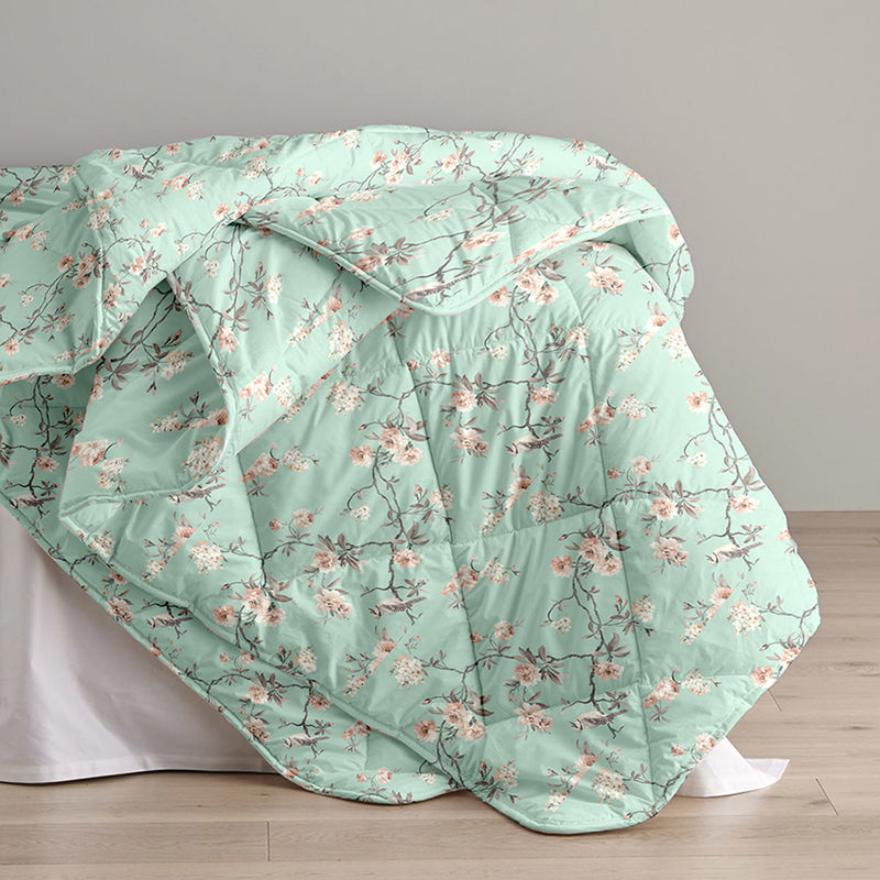 Bellara Floral Cotton Comforter (Mint Green) - 180 GSM media 5