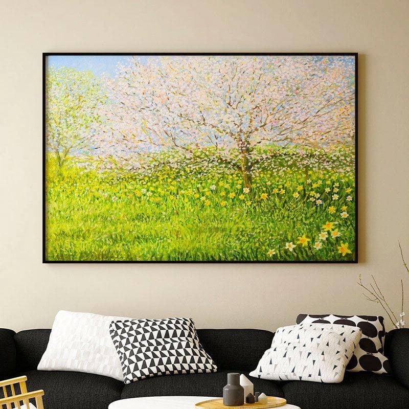 Springtime Impression Canvas Painting By Claude Monte - Black Frame