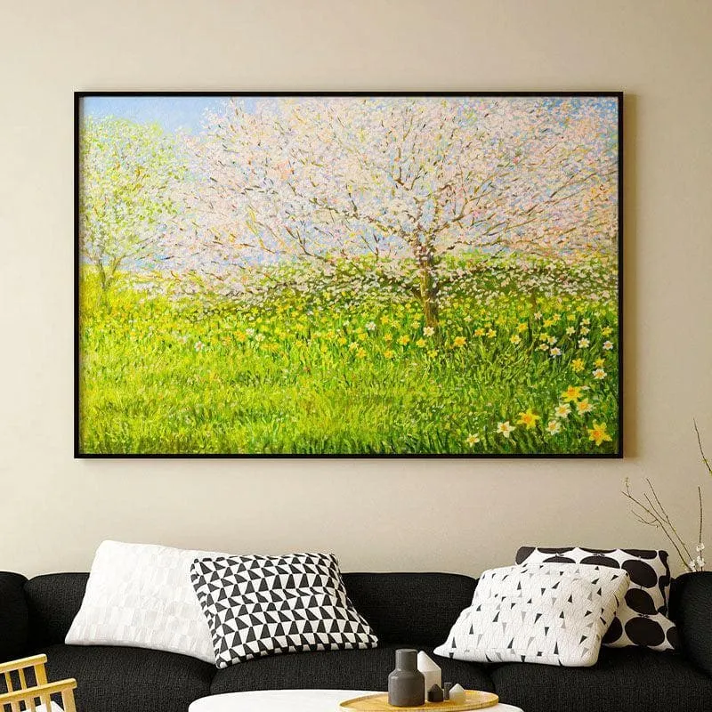 Springtime Impression Canvas Painting By Claude Monte - Black Frame media 1