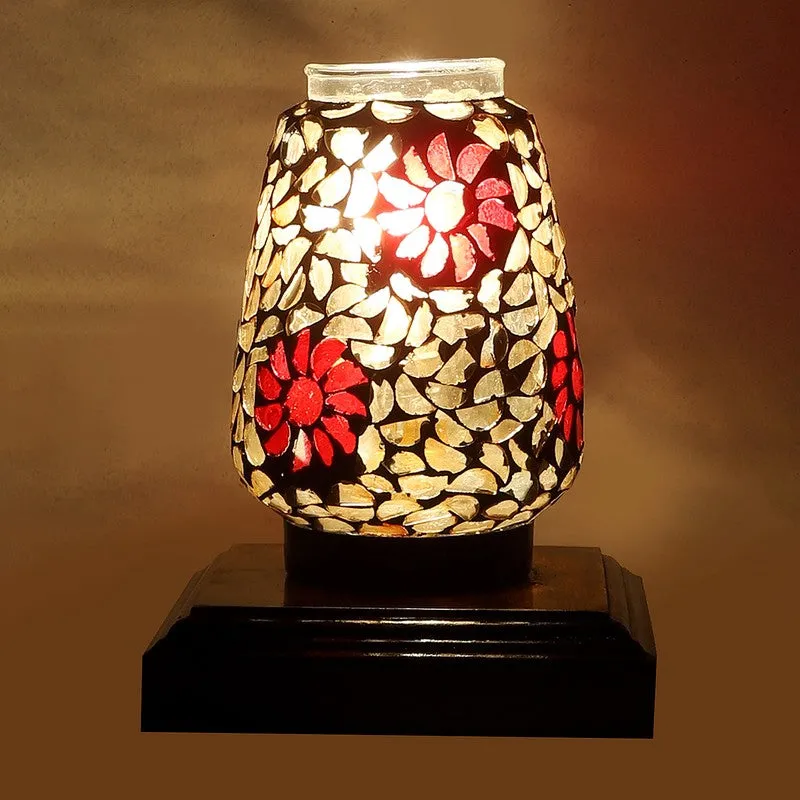 Lumivora Mosaic Glass Table Lamp With Wooden Base - Multicolor media 8
