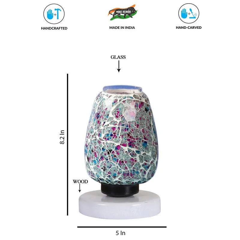 Crystalora Glass Table Lamp With Wooden Base - Multicolor media 8