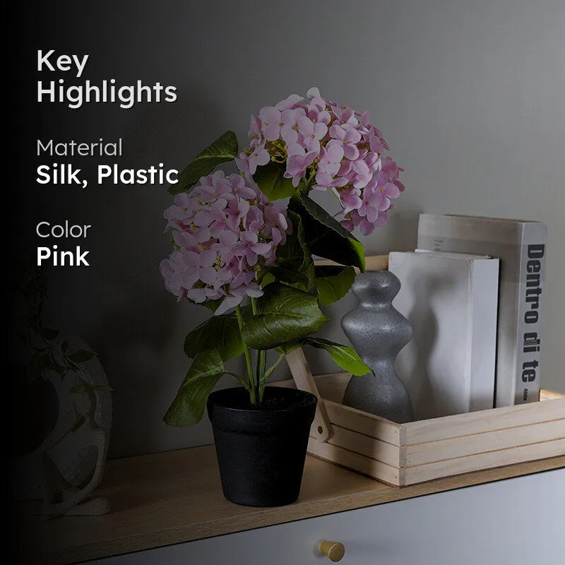 Lyre Artificial Hydrangea With Pot (Purple) - 1.3 Feet media 2