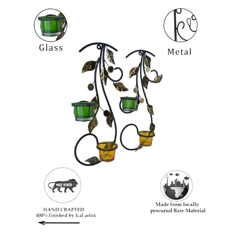 Leafy Vine Luminaire Candle Holder - Green & Yellow media 5