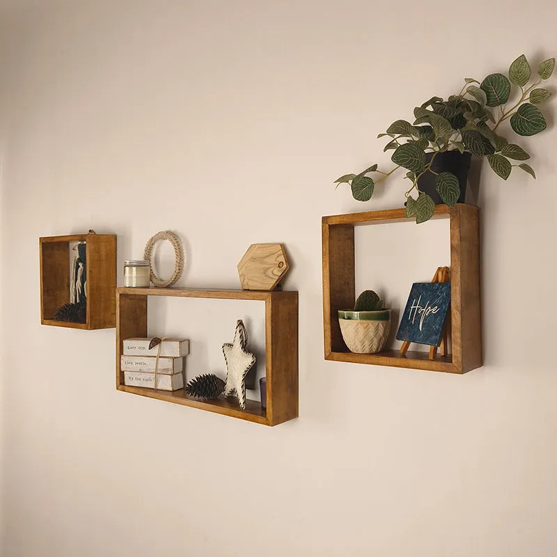 Spatia III Rectangular Shaped Set of 3 Wooden Wall Shelves media 5