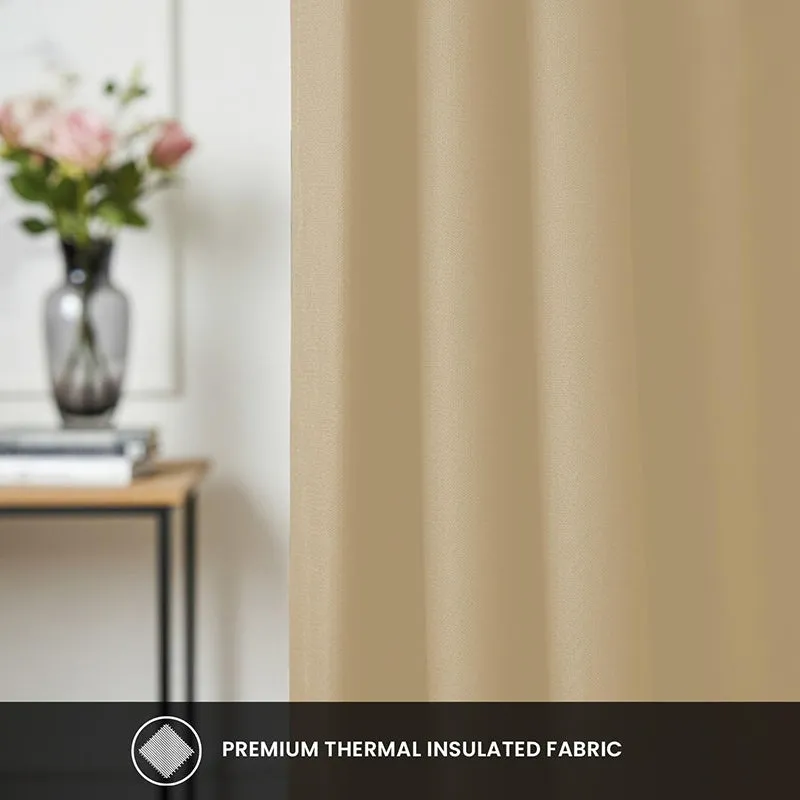 Urban Space Soft Beige Blackout Curtain - Set Of Two media 1