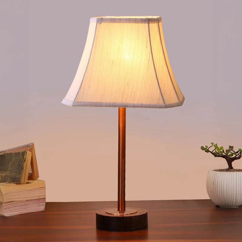Ceylon Rodin Wooden Table Lamp - OffWhite,Copper,Brown media 2
