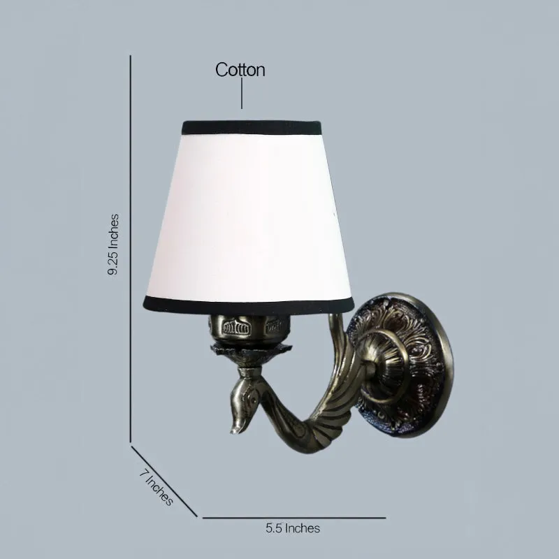 Amro Retro Conical Fabric & Metal Wall Lamp - White & Black media 4