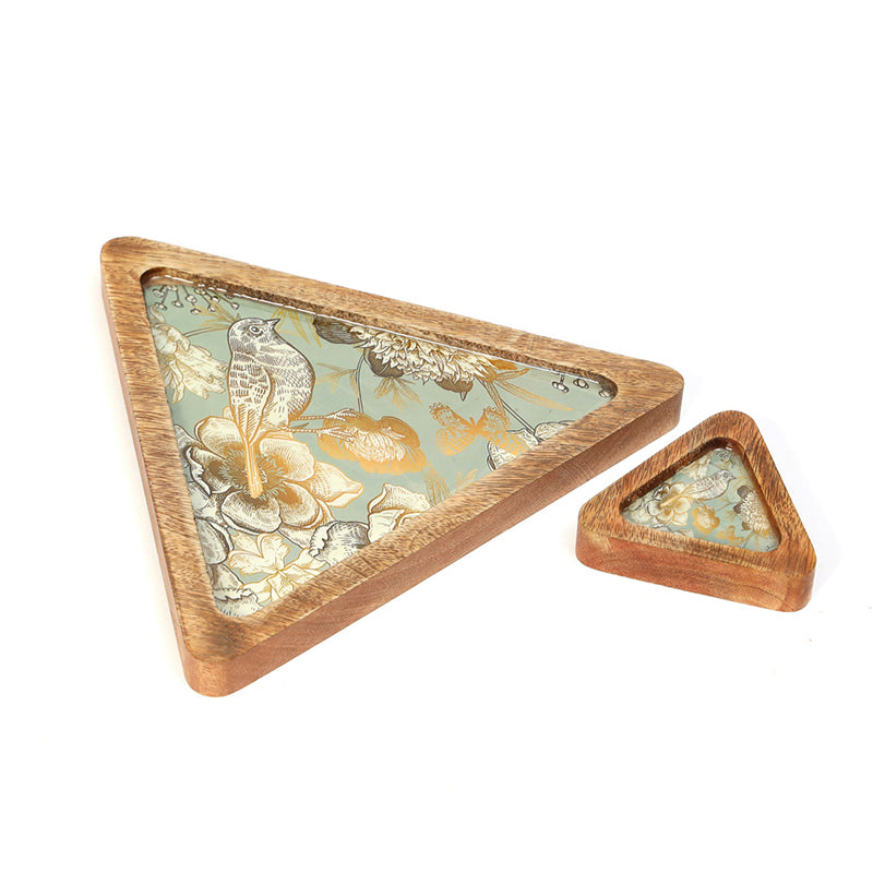 Verrosa Triangular Chip & Dip Mango Wood Platter - Set of Two media 4