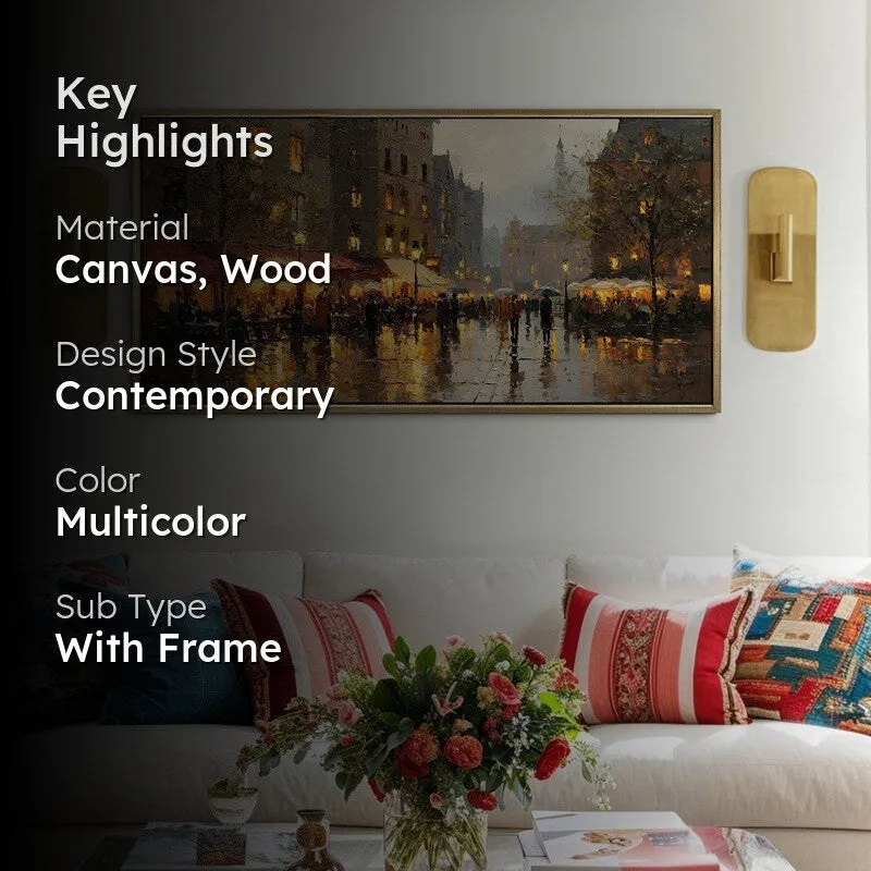Golden Drizzle Canvas Wall Painting With Frame media 2