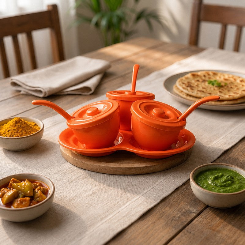 Trio Melamine Condiment Set (Orange) - Ten Piece Set - 210 mL