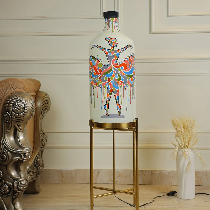 Ballerina Hand Painted Glass Floor Lamp With Stand media 4