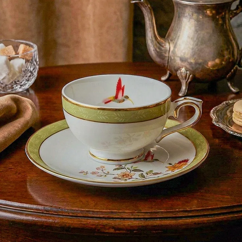 Painted Blooms 24k Gold Brushed Porcelain Tea Cup & Saucer (280 mL) - Set of Six media 3