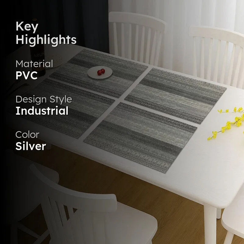 Lioren Silver Rectangle PVC Table Mats - Set Of Four media 2