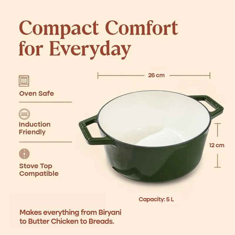 Cumin Co Enamel Cast Iron Cooking Pot (5000 mL) - Green media 9