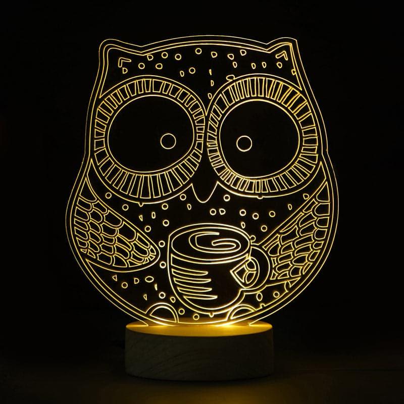Owl Hoot LED Acrylic Table Lamp - Brown media 3