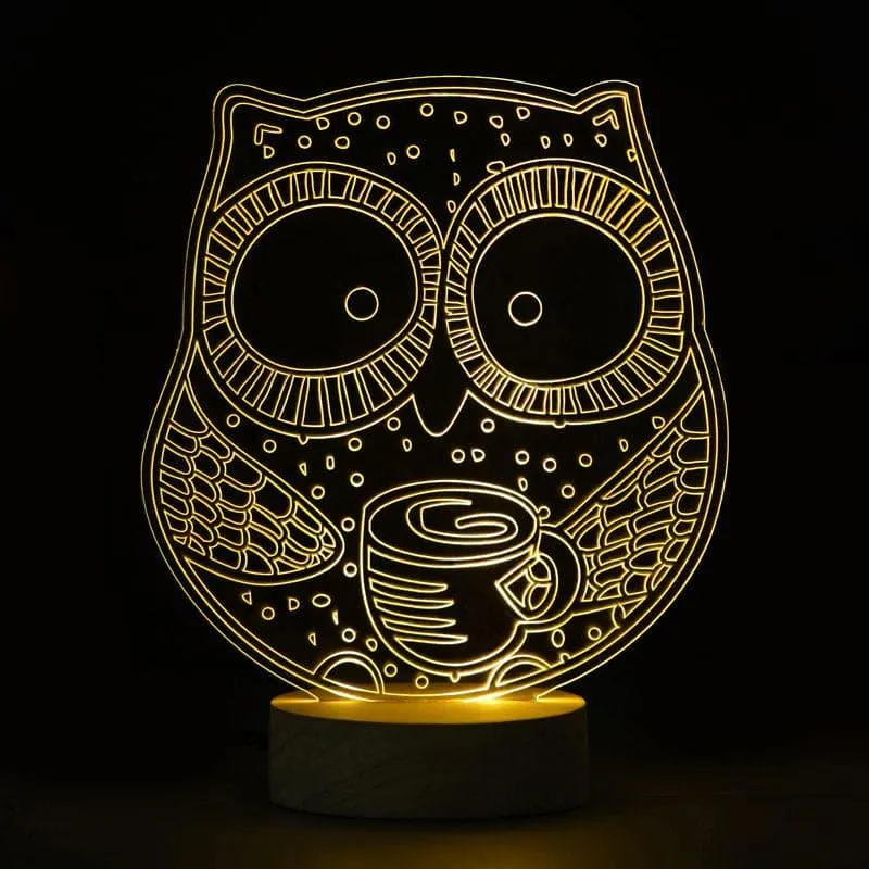 Owl Hoot LED Acrylic Table Lamp - Brown media 3