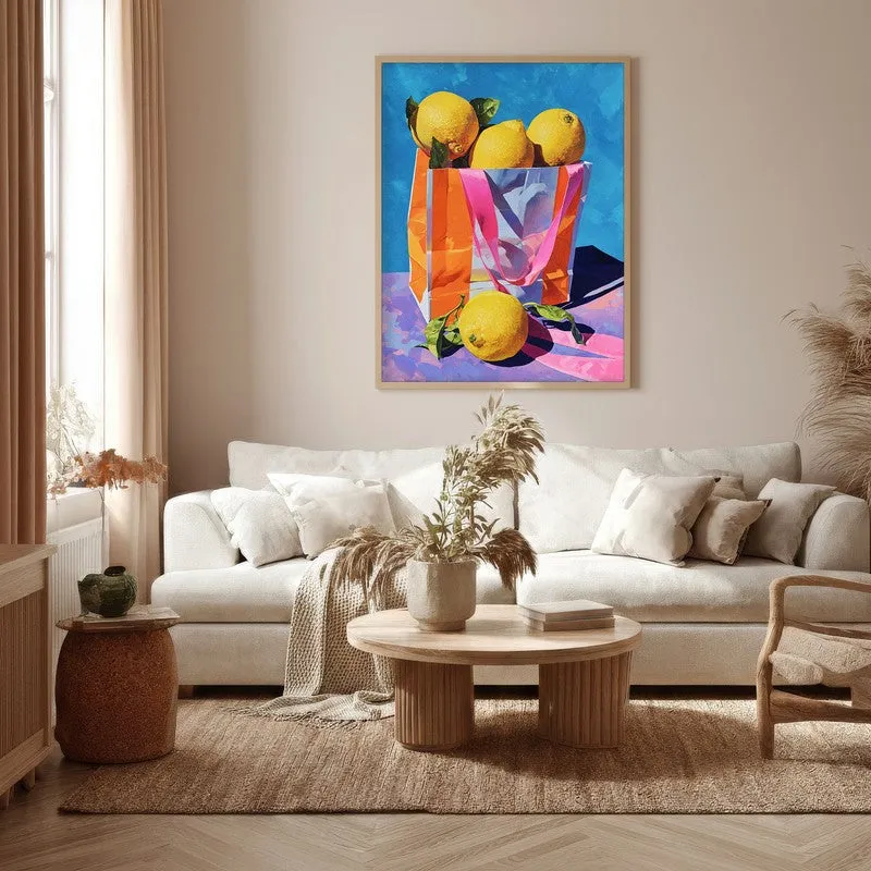 Citrus Tote Canvas Wall Painting - Brown Frame media 5