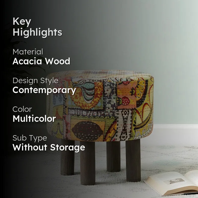 Bverix Acacia Wooden Ottomans - Multicolor media 2