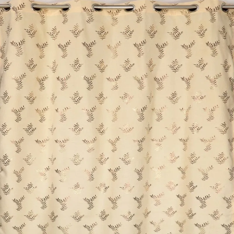 Soft Shine Printed Velvet Curtains (Beige,Gold) - Set Of Two media 5