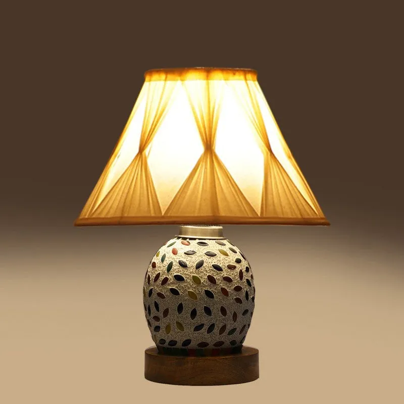 Elyra Smocked Wooden Table Lamp - Multicolor media 7