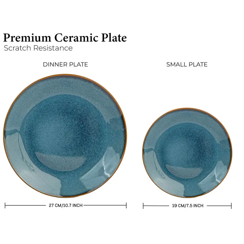 Tarangini Handmade Dinner Set (Blue/180 mL) - 12 Piece Set - 8