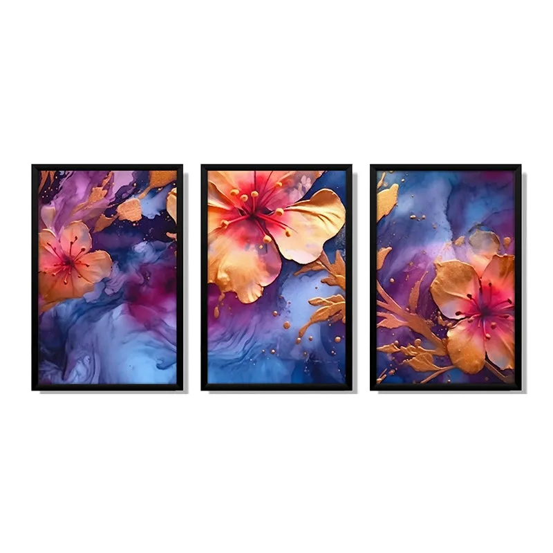 Floral Galaxy Wall Art With Frame - Set Of Three media 3